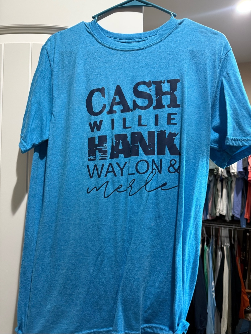 Blue Graphic Band T-Shirt with Cash Willie Hank Print